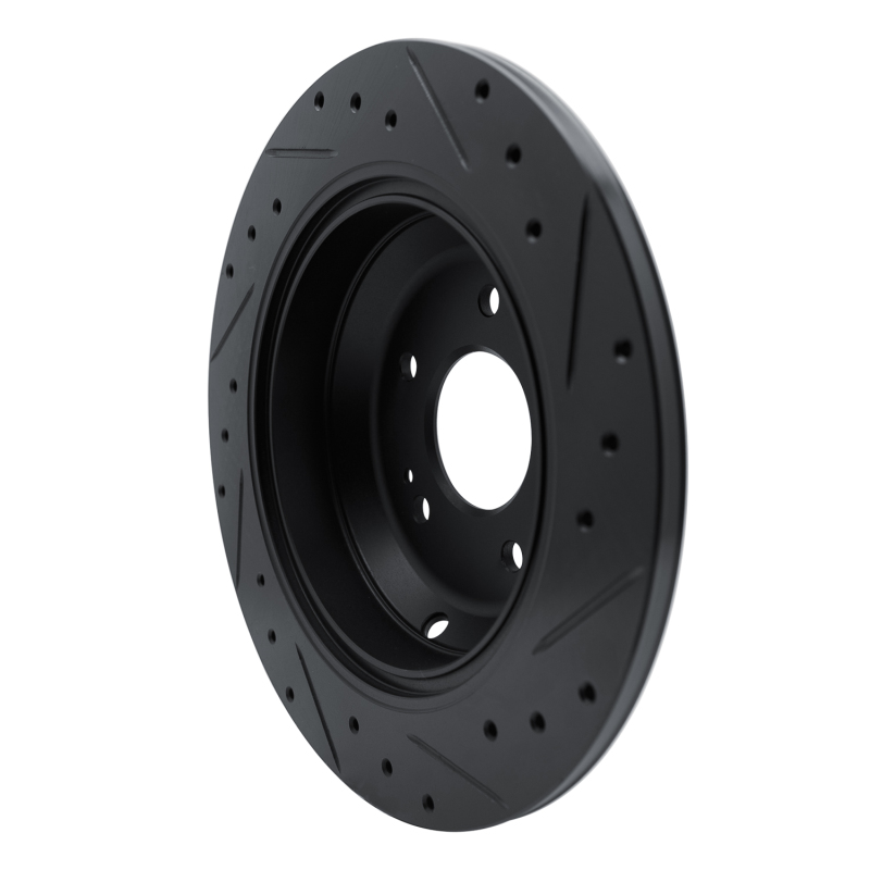 Genesis G80 Brake Rotor (1) - Rear Left - R1 Concepts - Drilled & Slotted - Black - `09-`20